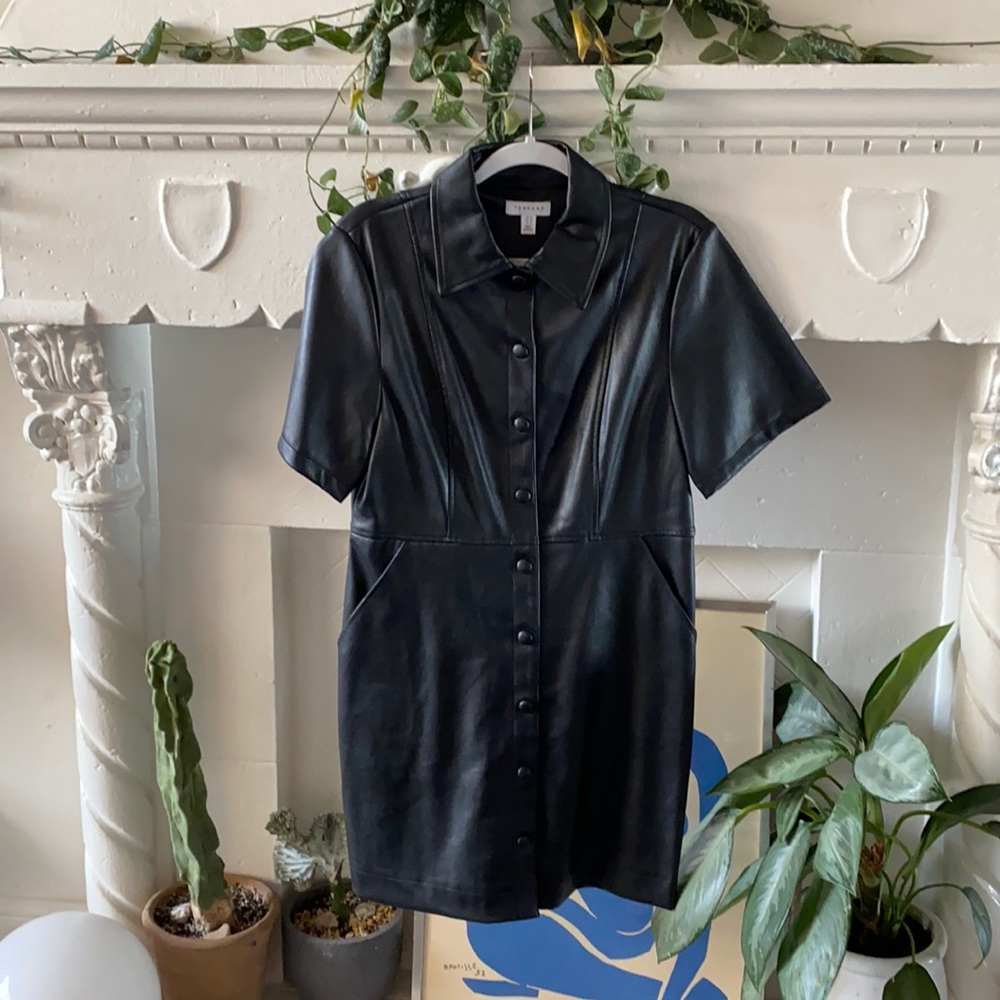 Topshop Leather Button Up Dress